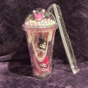 Kuromi and My Melody Purple and
Glitter Light Up Globe Tumbler